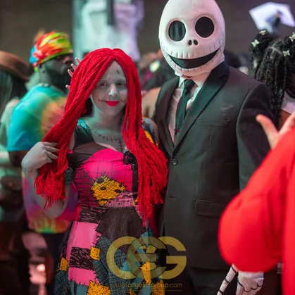 Guests dressed as Jack and Sally at a past Fright Night